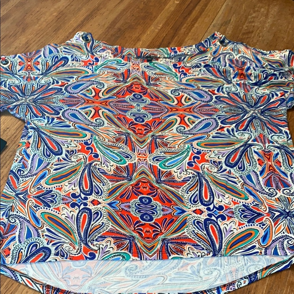 Cable&Gauge, extra large, short sleeve blouse multicolors